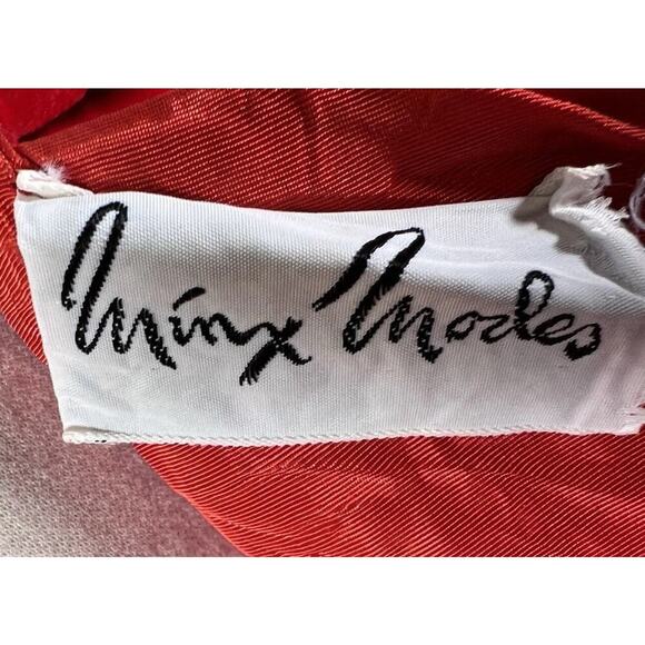 Vtg Minx Modes 50s 60s Red Maxi Dress Velvet Belted Retro Glam Party Prom M ? - Picture 10 of 12